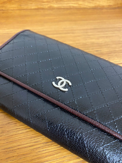 CHANEL QUILTED WALLET BLACK/BURGUNDY SMALL