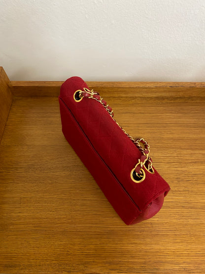 CHANEL SINGLE FLAP BAG TWIST LOCK RED