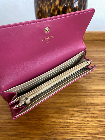 CHANEL WALLET PINK CAMELLIA GOLD