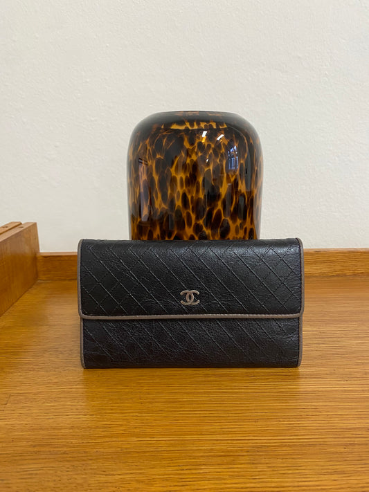 CHANEL QUILTED WALLET BLACK/MOCHA SERIES 12