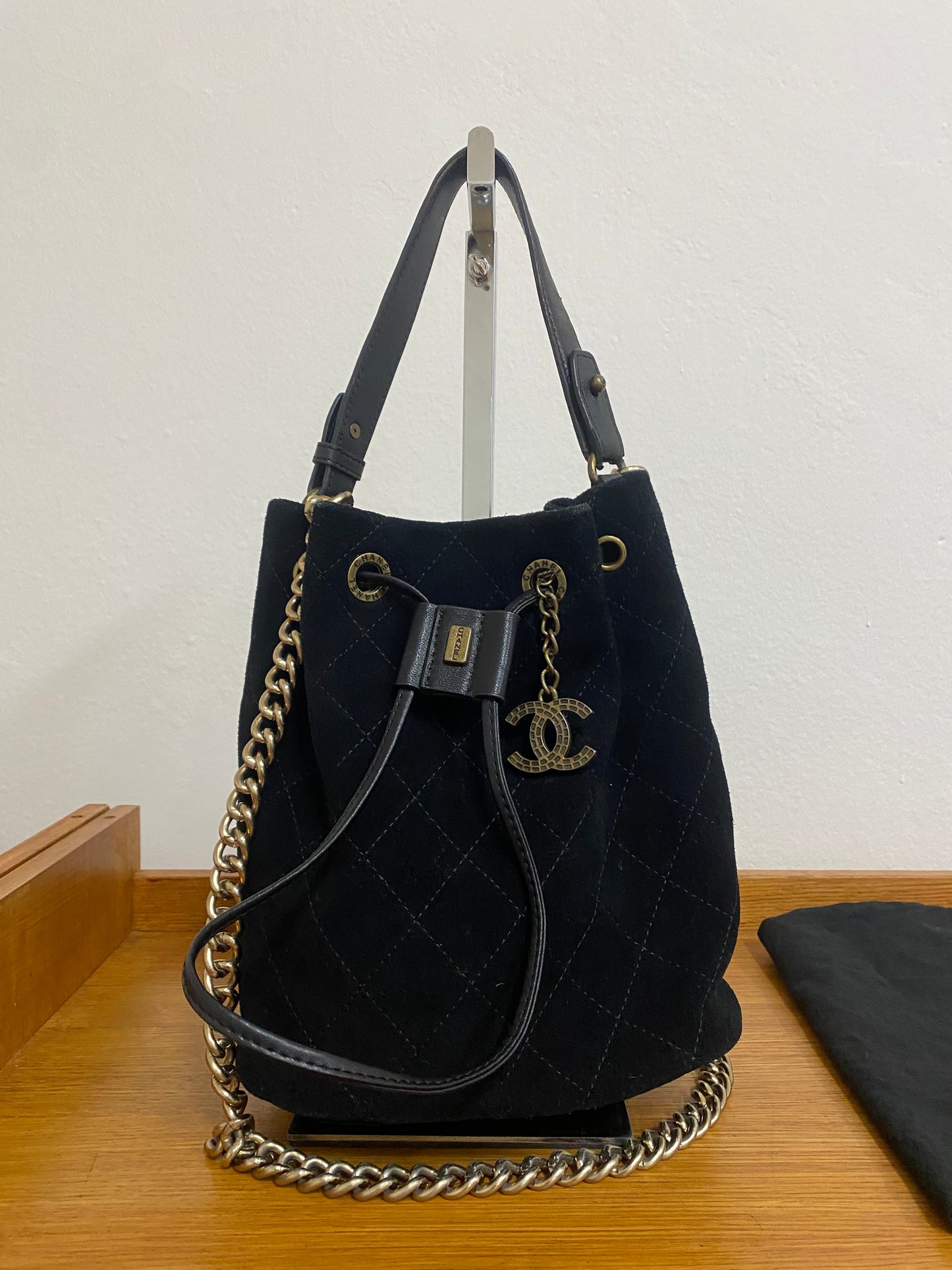 CHANEL SUEDE BUCKET BAG