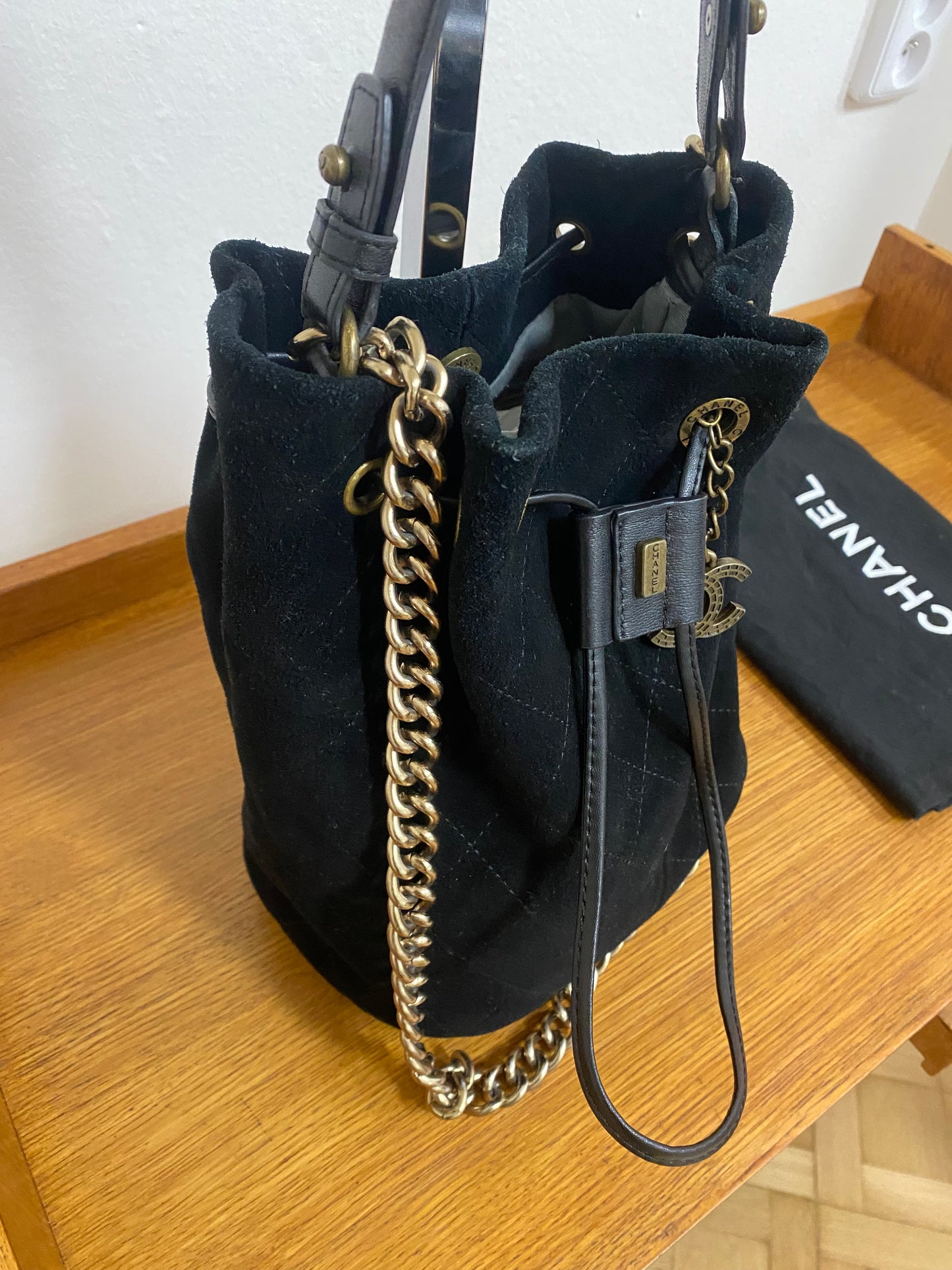 CHANEL SUEDE BUCKET BAG