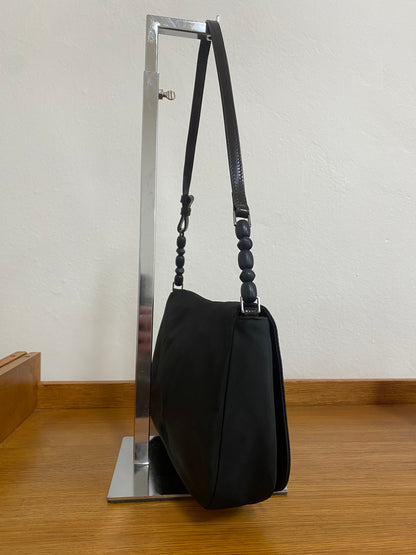 DIOR PEARL NYLON SHOULDER BAG BLACK