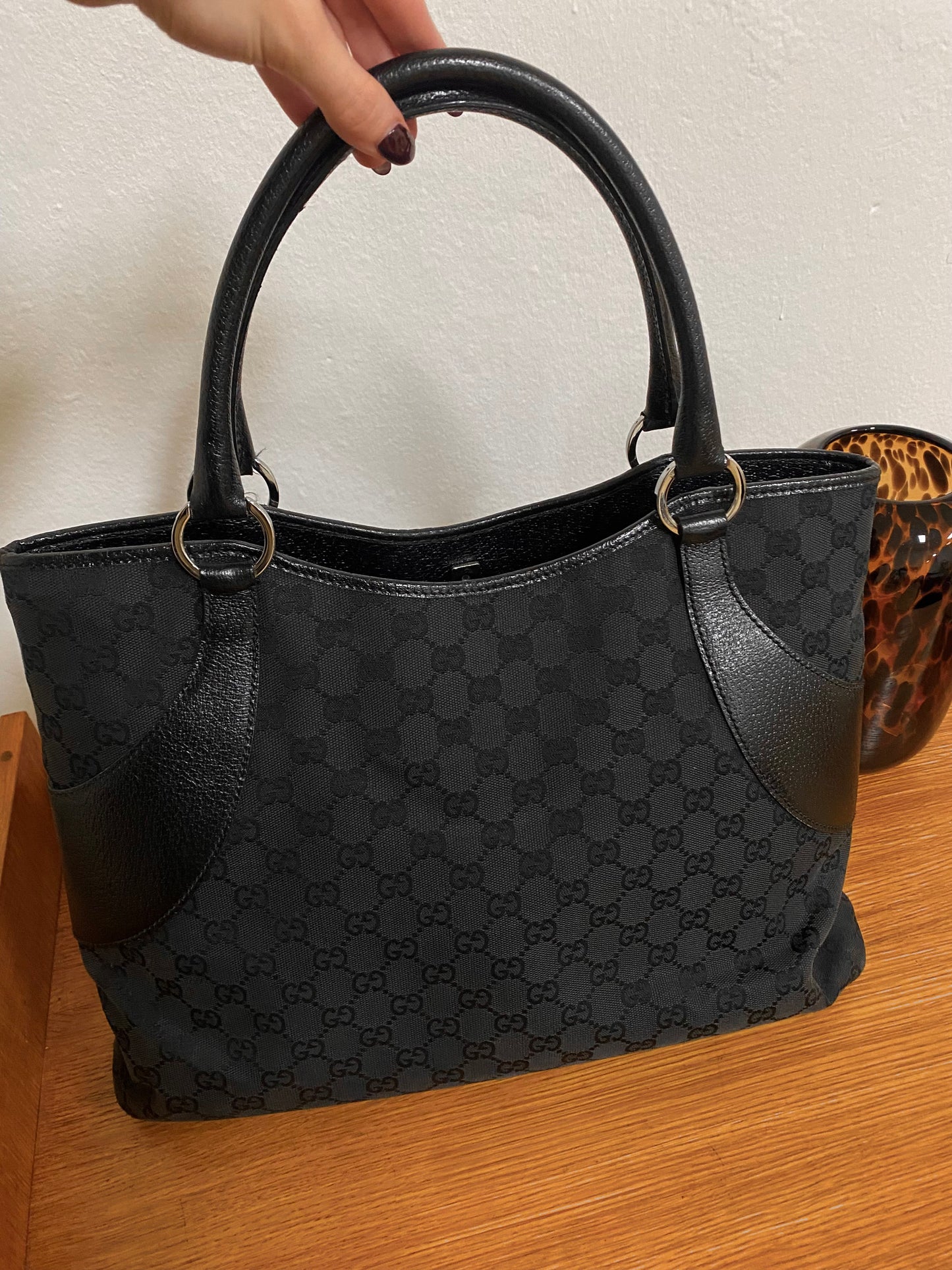 GUCCI GG MONOGRAM BLACK TOTE BAG