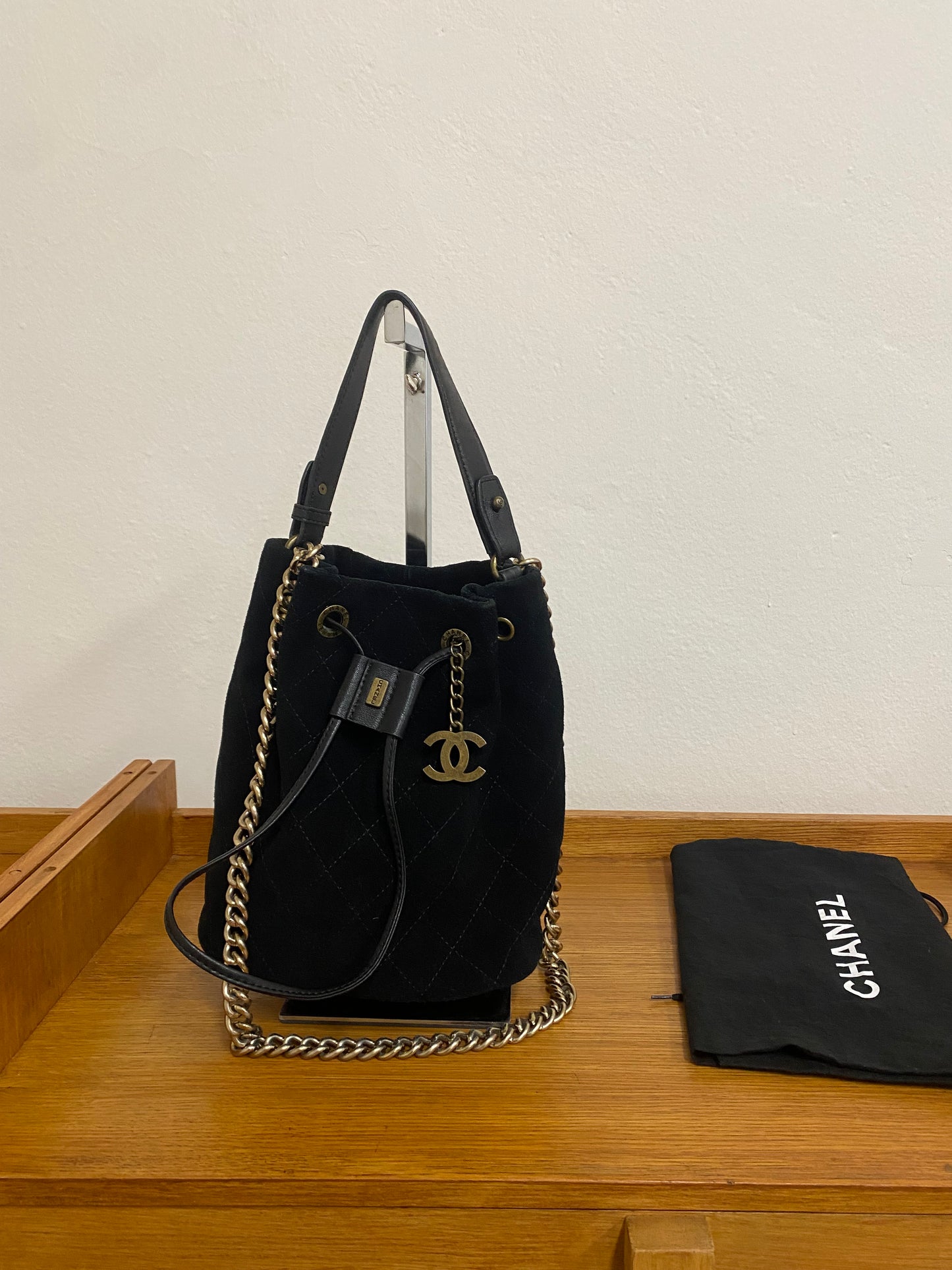 CHANEL SUEDE BUCKET BAG