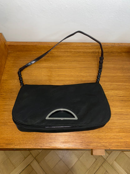 DIOR PEARL NYLON SHOULDER BAG BLACK