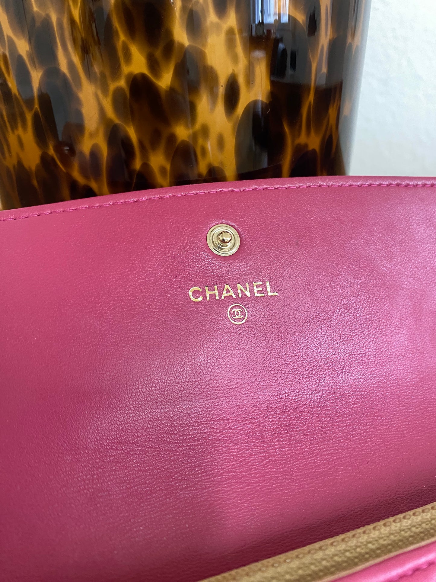 CHANEL WALLET PINK CAMELLIA GOLD