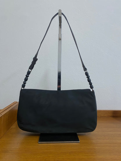 DIOR PEARL NYLON SHOULDER BAG BLACK