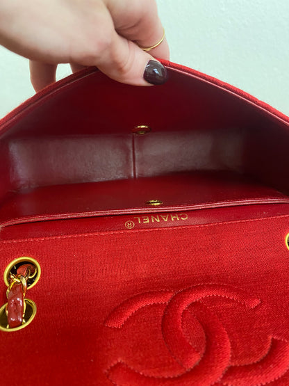 CHANEL SINGLE FLAP BAG TWIST LOCK RED