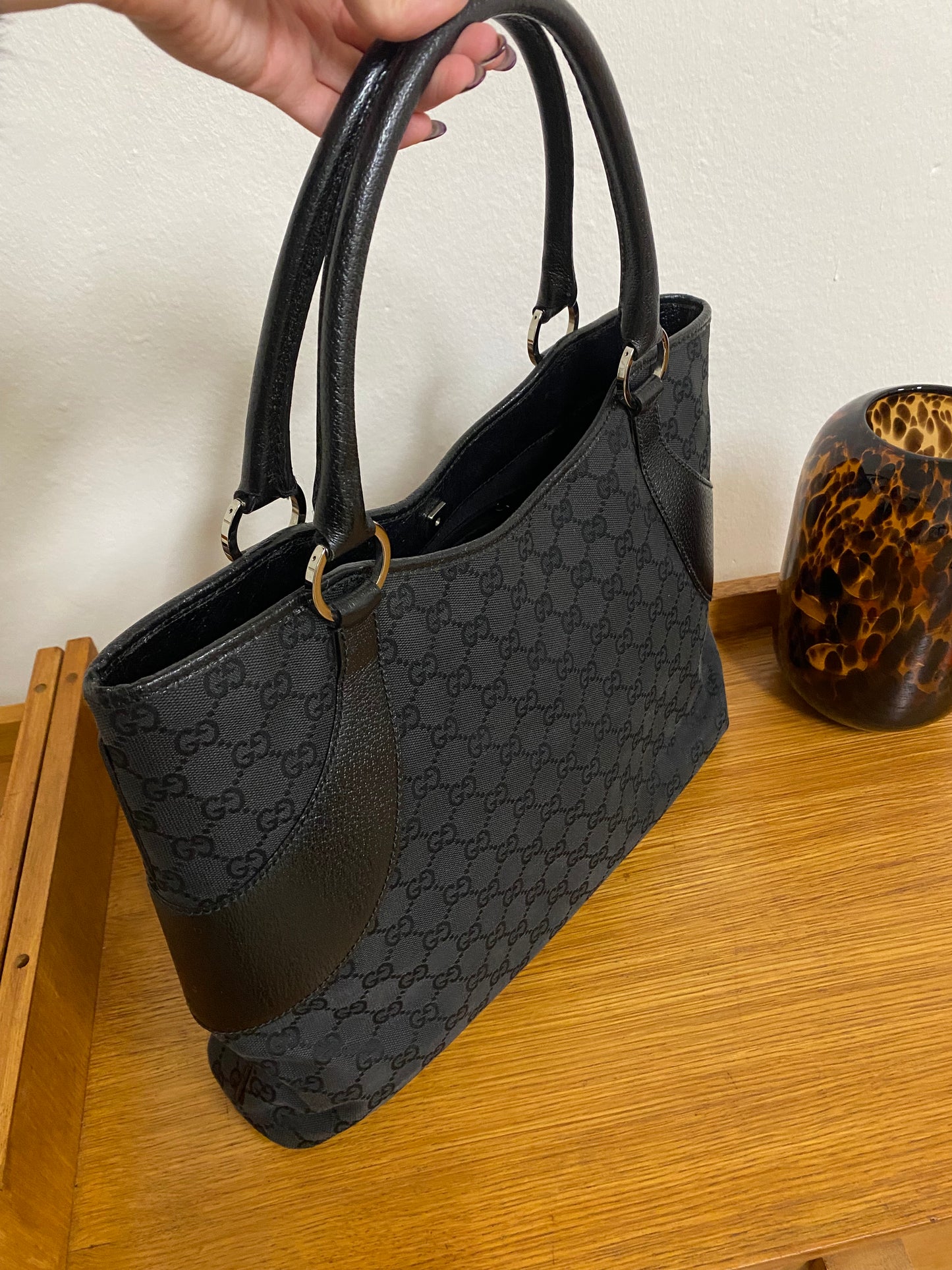 GUCCI GG MONOGRAM BLACK TOTE BAG