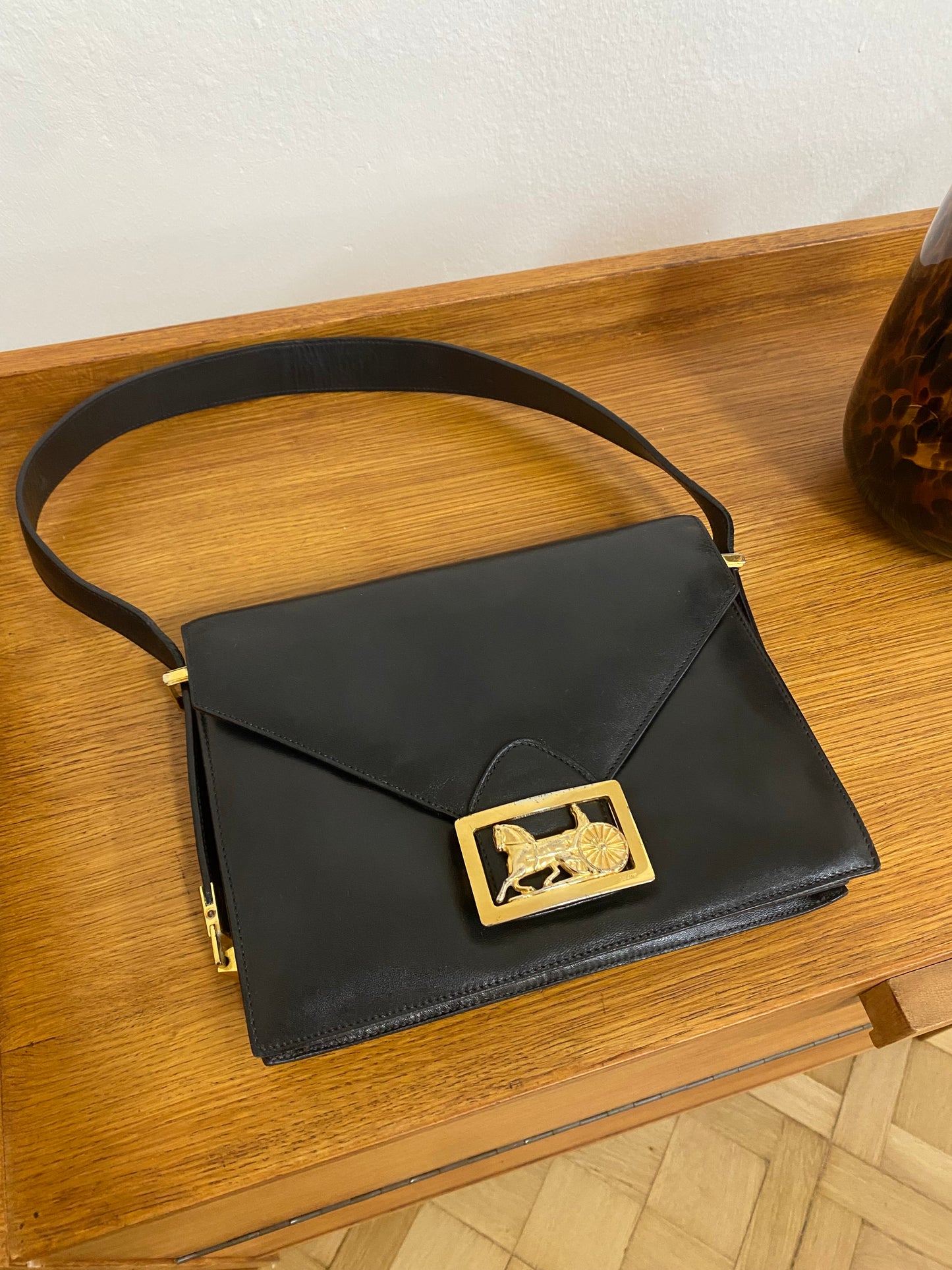 CELINE 70s HORSE CARRIAGE CALFSKIN SHOULDER BAG