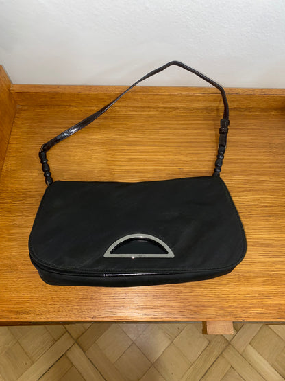 DIOR PEARL NYLON SHOULDER BAG BLACK