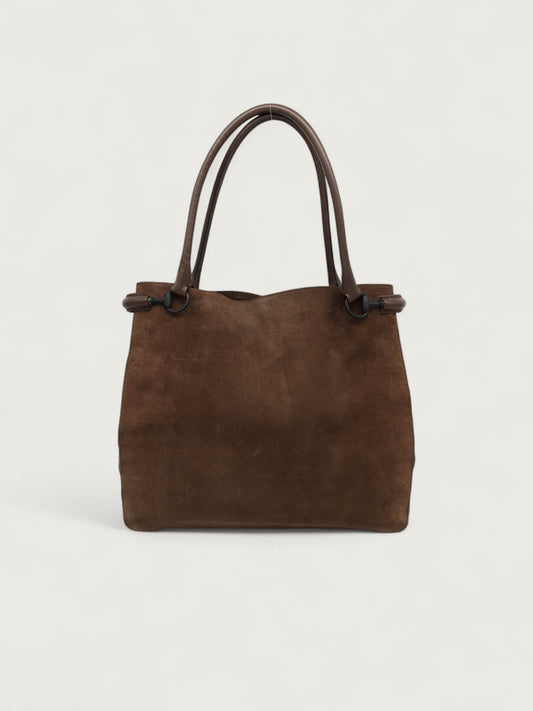 GUCCI HORSEBIT CABAS BROWN SUEDE TOTE