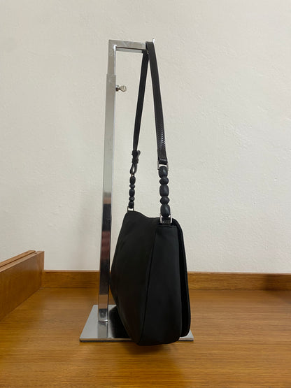 DIOR PEARL NYLON SHOULDER BAG BLACK