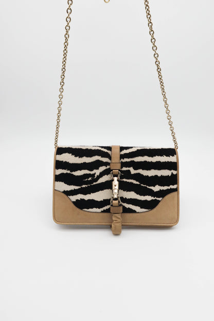 GUCCI JACKIE PONY ZEBRA CLUTCH