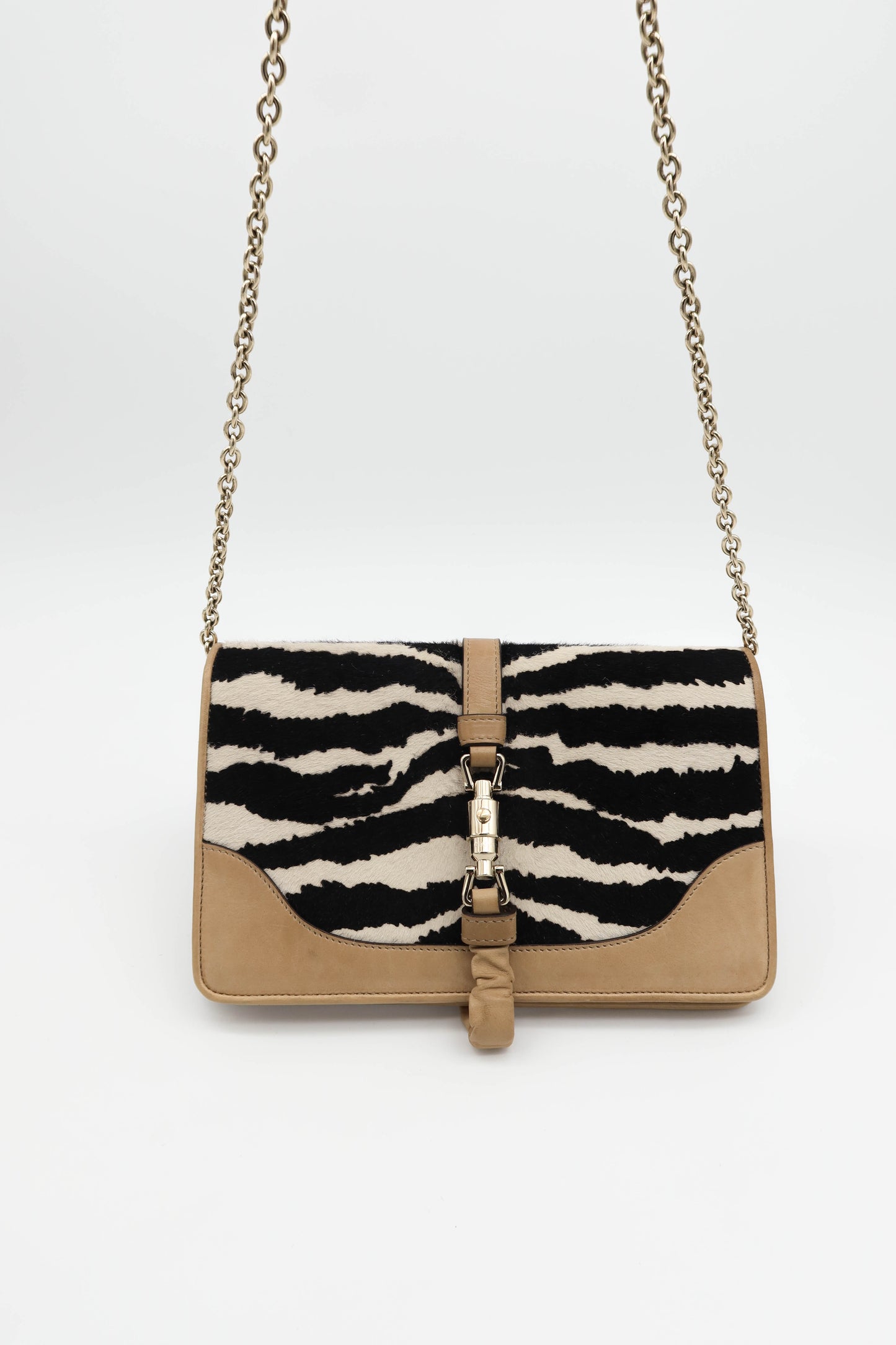 GUCCI JACKIE PONY ZEBRA CLUTCH