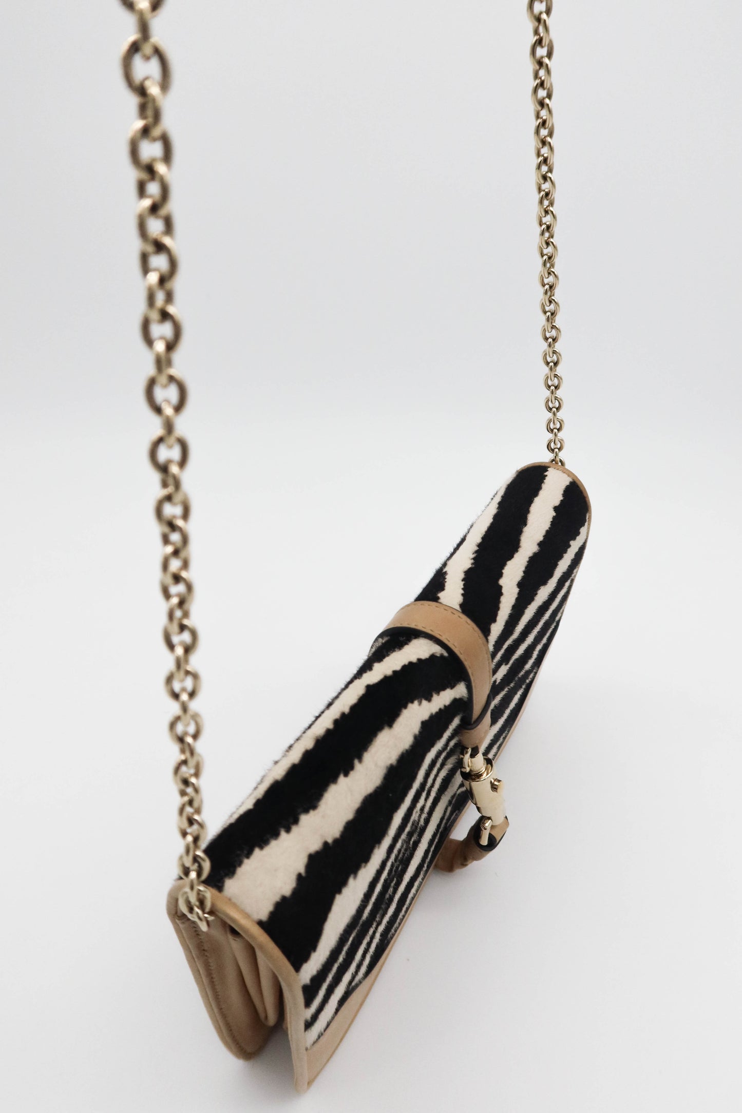 GUCCI JACKIE PONY ZEBRA CLUTCH