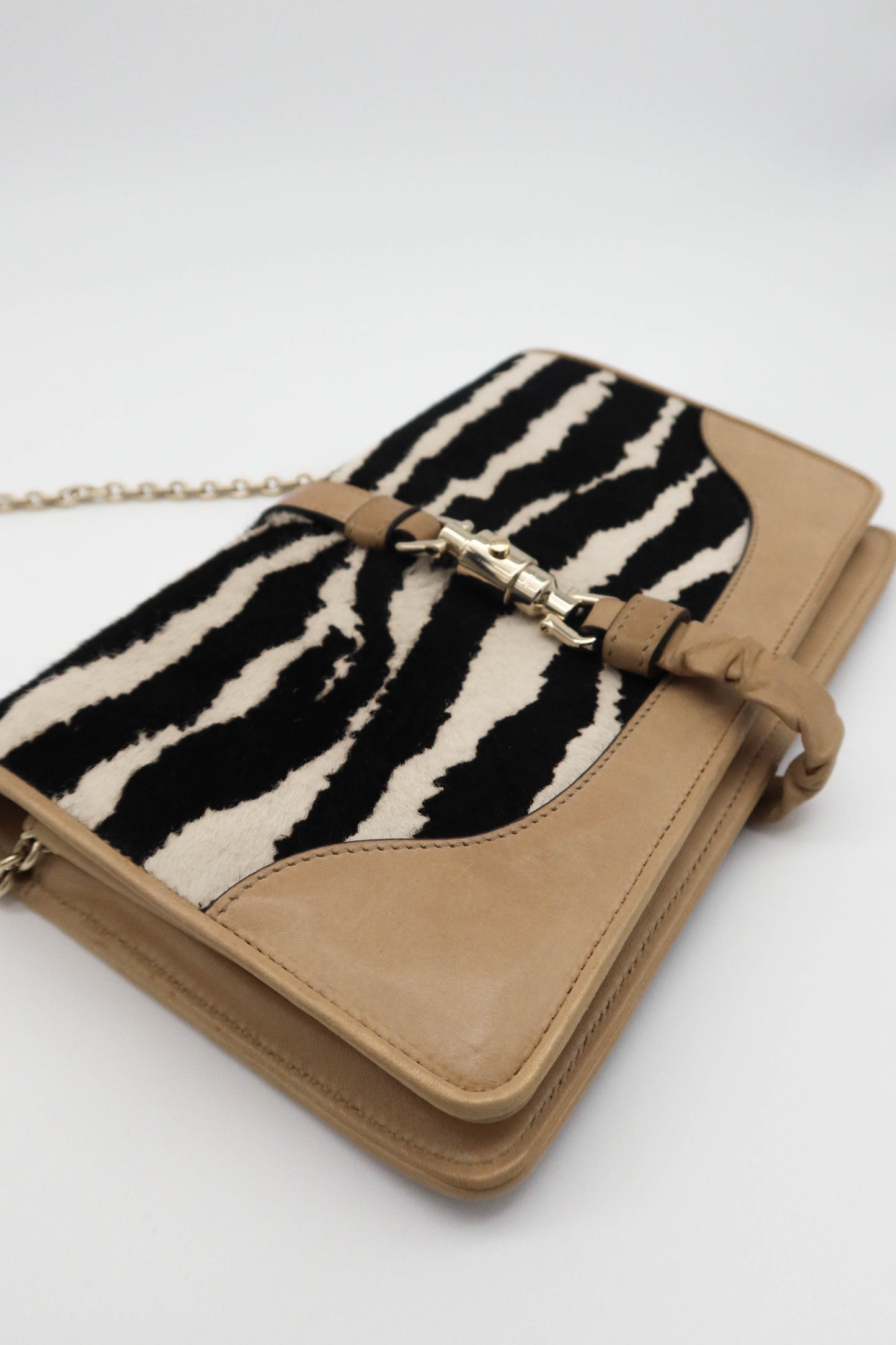 GUCCI JACKIE PONY ZEBRA CLUTCH