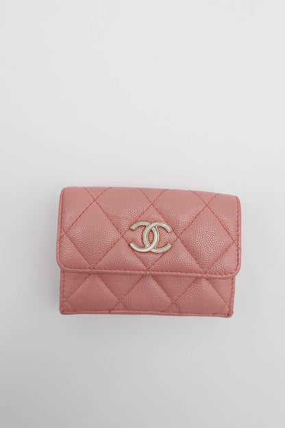 CHANEL 2019 CAVIAR PEARL PINK WALLET